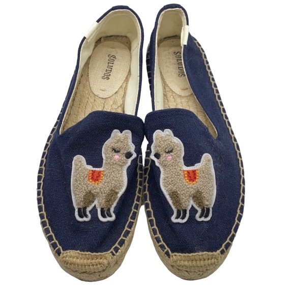 Soludos Canvas Llama Slip Ons - Picture 1 of 6